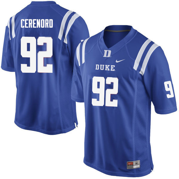 Men #92 Edgar Cerenord Duke Blue Devils College Football Jerseys Sale-Blue